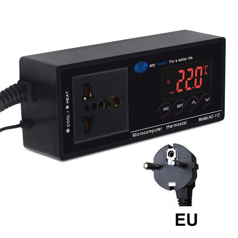 110V/10A LCD Digital Aquarium Reptile Temperature Controller Thermostat US Plug 