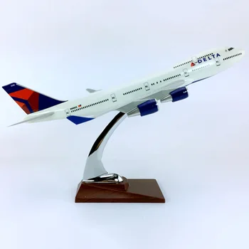 

30CM 1:230 scale Boeing B747-400 model DELTA airlines Aircraft diecast plastic W base alloy airplaneToycollectible plane display
