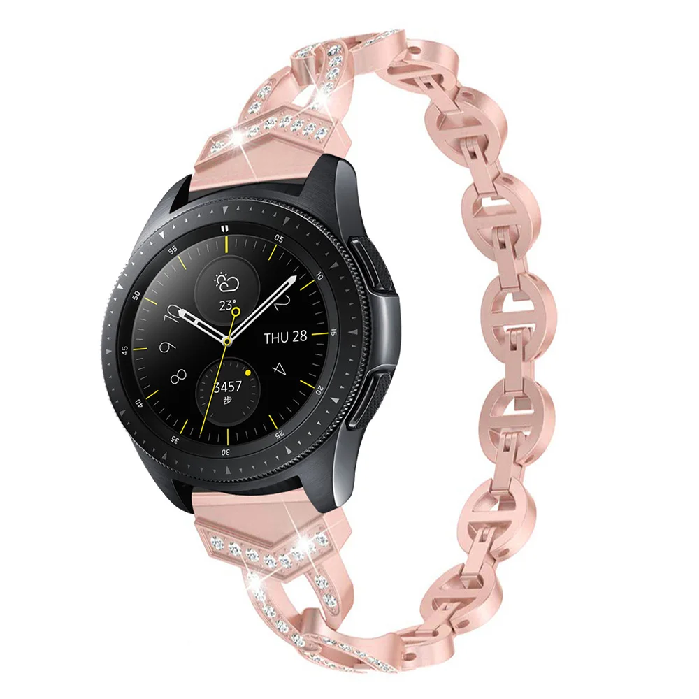 Для женщин бриллиантовый браслет для samsung Galaxy Watch 46/42 мм/Активный Band для samsung Шестерни S3 быстроразъёмное соединение ленточная металлический ремень на запястье sam