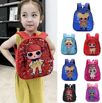 

L.O.L. SURPRISE!Doll Cute Sequin look Cartoon Baby Backpack School Bag Kindergarten Travel Essential Action Figure Children Gift