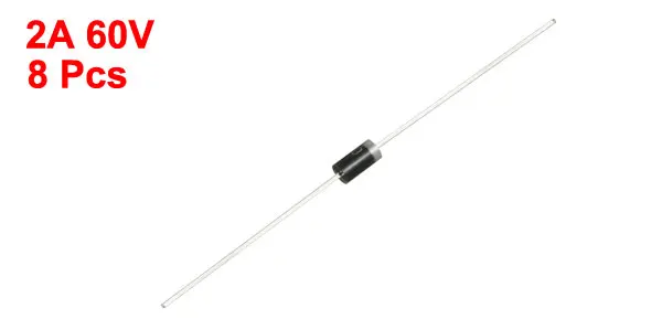 2A 60V 8pcs Uxcell 6A10/SR260/выпрямительный диод Шоттки осевой электронный кремниевые диоды однофазный полуволновой резистивный или Индуктивный нагрузки - Цвет: 2A 60V 8pcs
