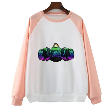 

Fluorescent Bomber Mask Hoodie Autumn Spring Funny Long Sleeve Hoody Women Casual Clothes Cool Tops Pullovers