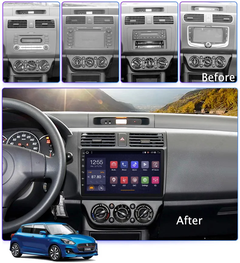 Flash Deal ips 2.5d din Android 9.0 car dvd gps Multimedia 10.1" For suzuki swift 2005-2018 car radio player navigation head unit 2