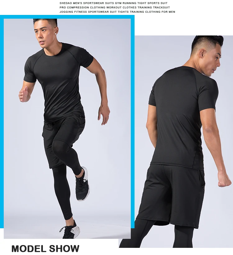 Компрессионная Мужская спортивная одежда для занятий бегом, трико, спортивный костюм для фитнеса, набор спортивной одежды для бега, мужская одежда