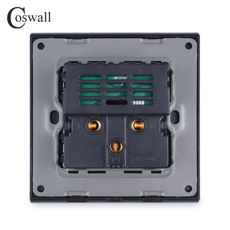 COSWALL 13A Универсальная Розетка с двойным USB зарядным портом, выход 2.1A, светодиодный индикатор, настенная розетка, панель из нержавеющей стали