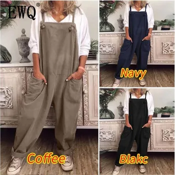 

2020 Solid Color Pocket Solid Color Casual Pocket Sleeveless Cotton And Linen Pants Lace Adjustable 3A0003