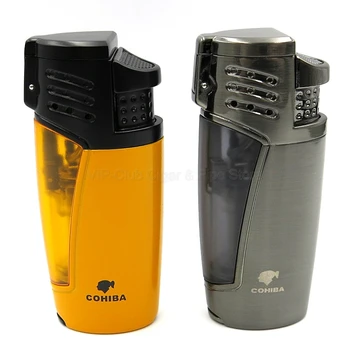 

Cohiba Metal Cigar Cigarette Lighter 3 Torch Jet Flame Cigar Lighter Portable Smoking Accessories Windproof With Gift Box
