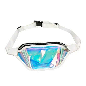

Fashion Women's Handbags Laser-Purse Translucent Reflective Chest Waist Bag Women Belt Bag Waist Bag White