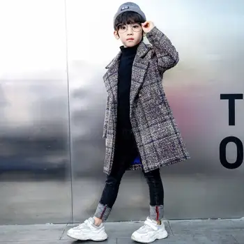 

2019 Warm Thickening Winter V Collar Child Boy Woollen Coat Children Outerwear Windproof Baby Boys Jackets For 3-12 Years Old