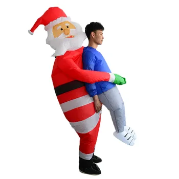 

Santa Claus Holding Huging Man Inflatable Costume Adults Women Men Masquerade Jumpsuit Carnival Party Christmas Cosplay Props