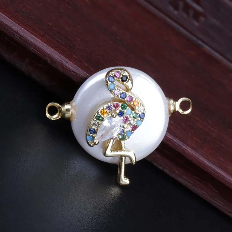 Крошечный золотой cz мощеный красно коронованный кран Фламинго Птица Шарм