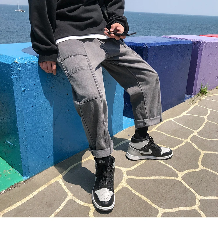 LEGIBLE Men Casual Pockets Hip Hop Denim Cargo Pants Mens Autumn Fashion Vintage Jeans Clothes Male Design Teen Pants