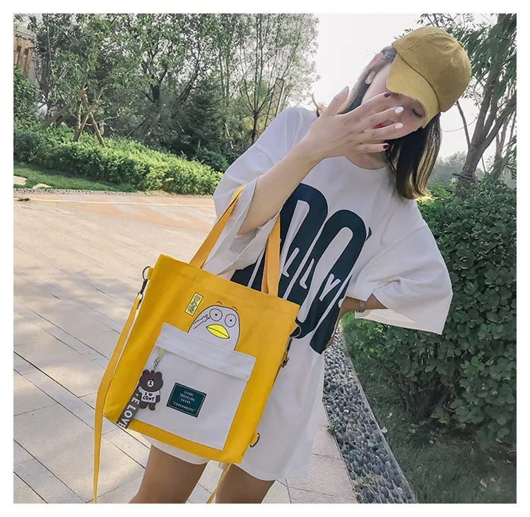 New Style Multi-functional Backpack Women's Printed Canvas Bag Shoulder Cross-body Hand Casual Versitile Fashion Large Bag