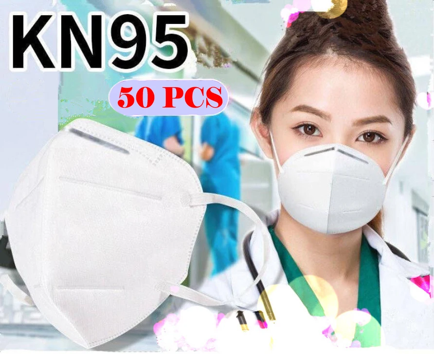 

50pcs Adult KN95 Respirator Masks Mouthguard Protection Against Bacteria Disposable Protective Face Mask Full Protection outdoor