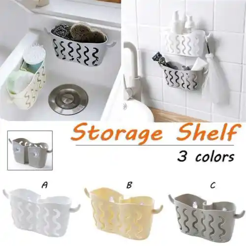 Kitchen Bathroom Sponge Sink Tidy Holder Storage Rack Suction