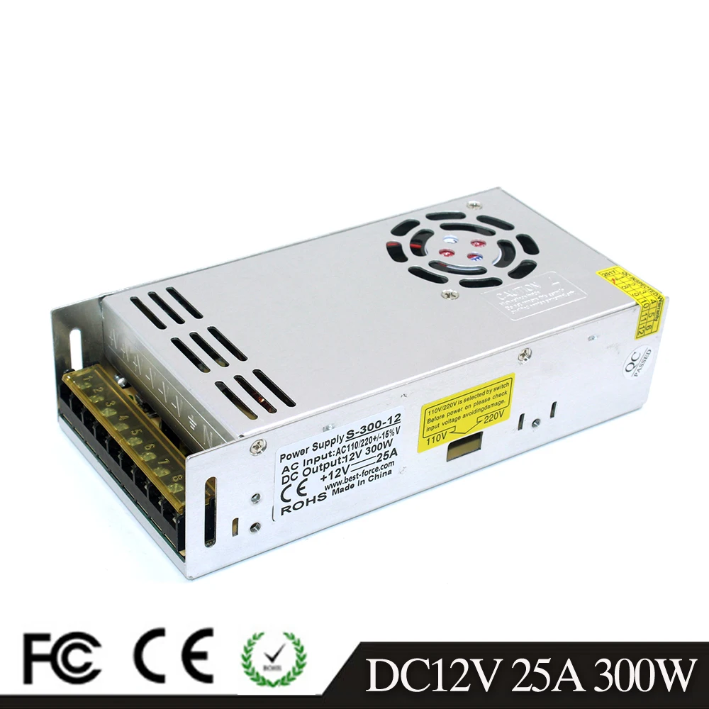 DC12V 25A 300 Вт импульсный источник питания адаптер 12 В светодиодное освещение