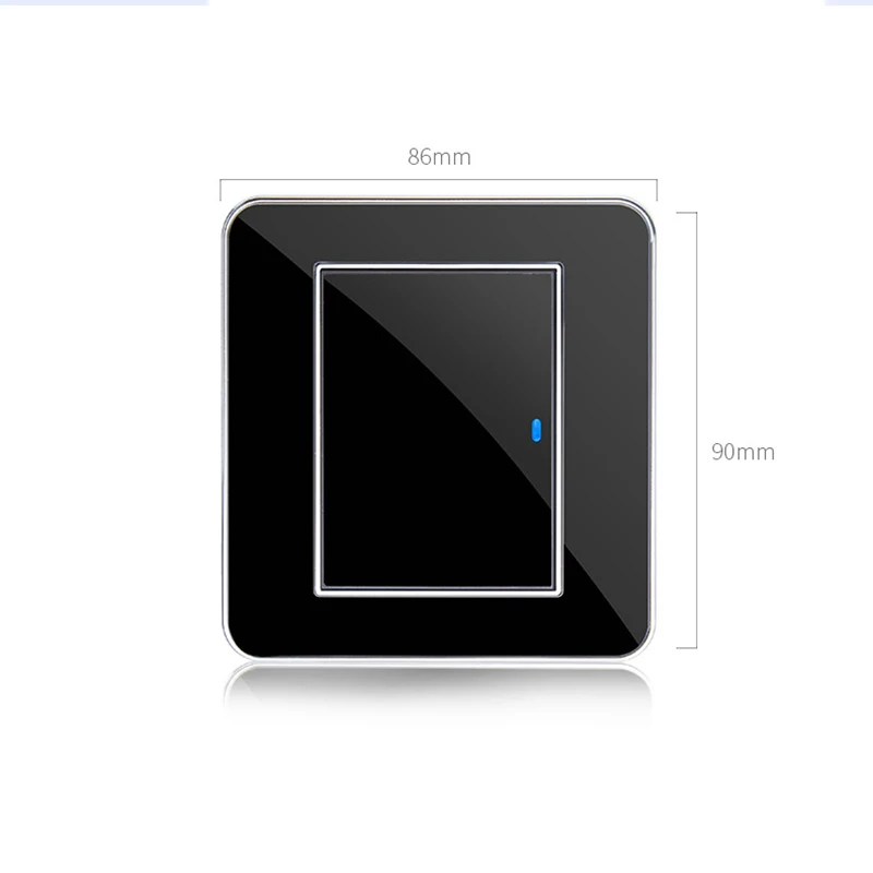 1x1Button 1Way LED Indication Light Switch Wall Switch Panel Touch Control Black