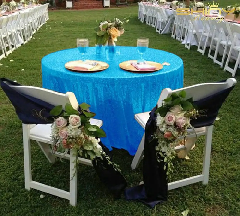 Tablecloth-Turquoise-60Inch с блестками, круглые блестящие скатерти, блестящая скатерть, свадебные Cover-M1017 с блестками