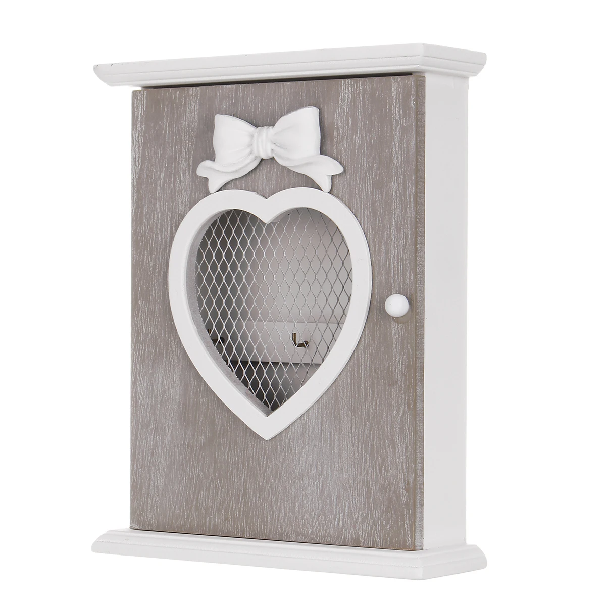 

Wooden Key Storage Box Cabinet Wall Mounted European Vintage Style with Hanging Hooks 21x26.5x7cm Elegant Beautiful