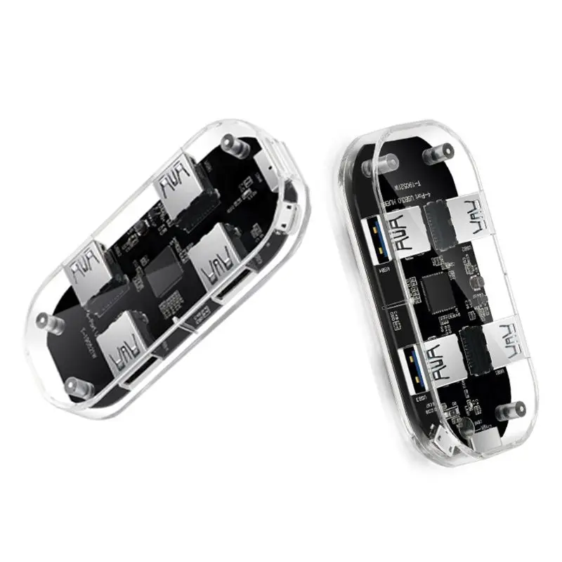 Прозрачный usb-хаб 4 Порты USB3.0 сплиттер адаптер для ноутбука U диск мобильных телефонов