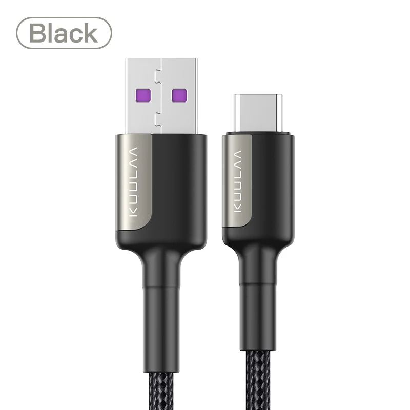Blakc KUULAA 5A usb type-C кабель для huawei mate 20 Pro P20 Lite Supercharge USB C кабель для быстрой зарядки type-C кабель для huawei P30 Pro - Цвет: Blakc