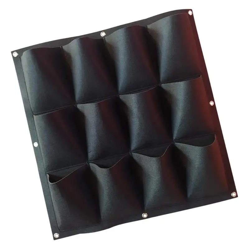 Wall Hanging Planting Bag Vertical 12-Pocket Planter Felt Growing Bag for Garden Outdoor