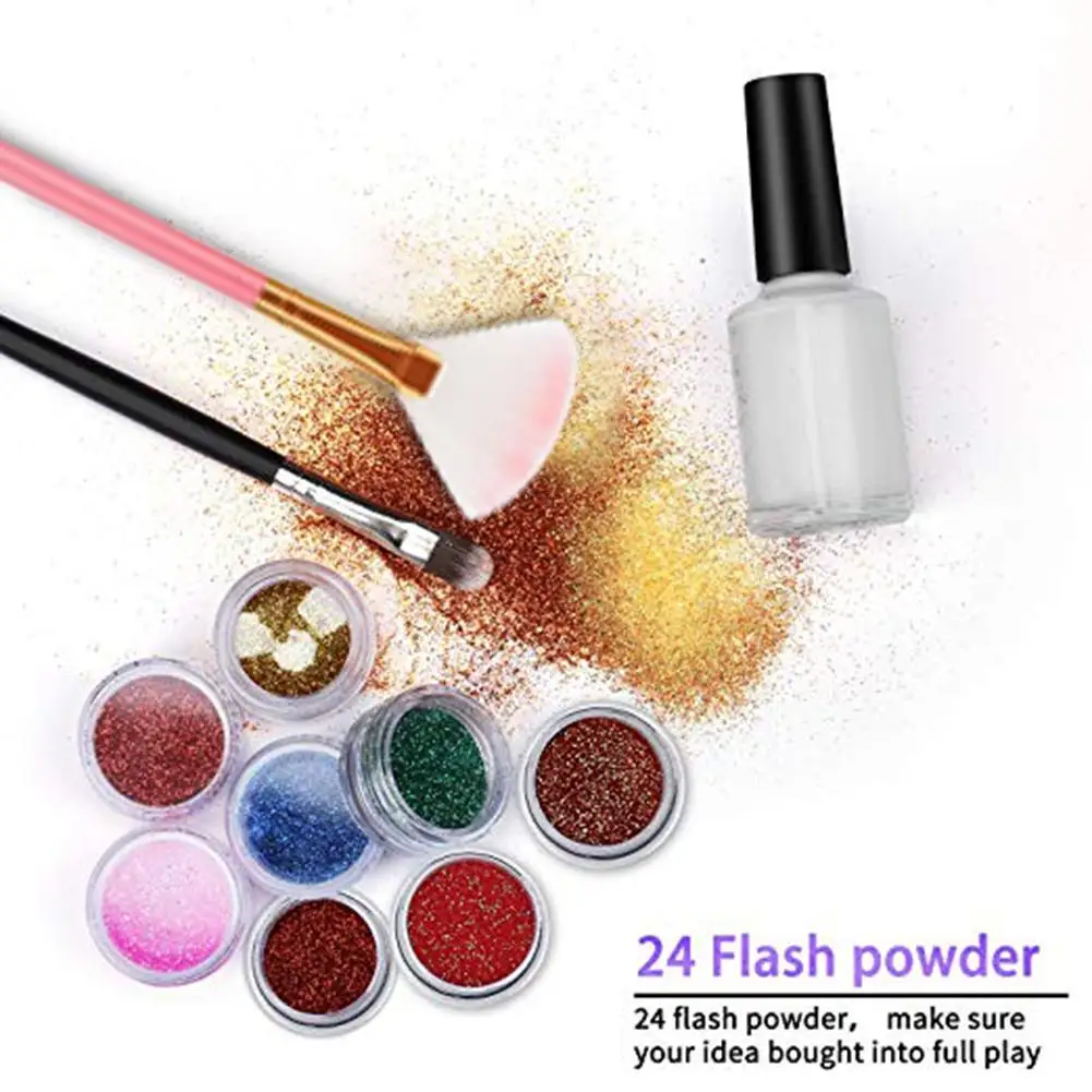 30 Colors Set Flash Diamond Shimmer Glitter Powder For Temporary Tattoo Kids Face Body DIY Nail Body Painting Art Makeup Tool
