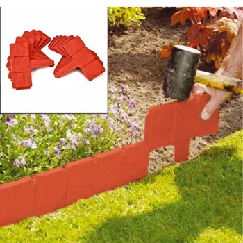 

10pcs Decorative Patchwork Fence Garden Edging Cobbled Insert Plastic Lawn DIY Guardrail Plant Border Enclosure for Outdoor Yard