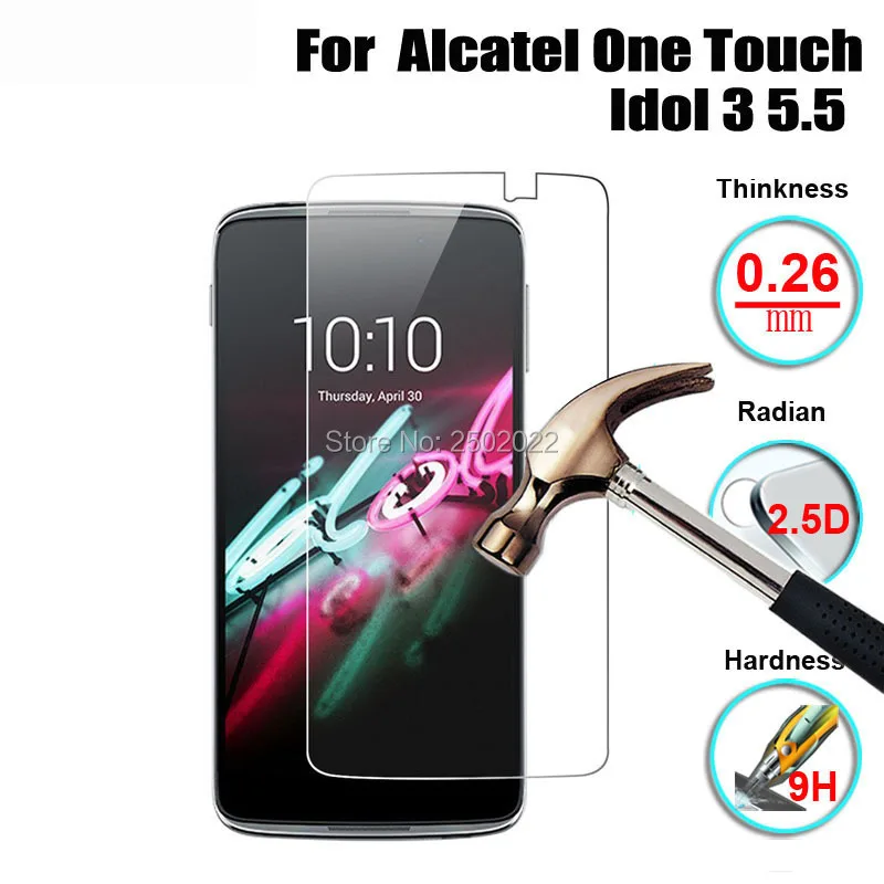 

5 шт. 2.5d 9h закаленное стекло премиум-класса для alcatel one touch idol 3 5.5дюйма Противоударная защита для экрана закаленная защитная пленка