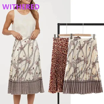 

Dave&Di england office lady vintage Leopard Print court a-line loose maxi skirt women faldas mujer moda 2020 long skirts womens