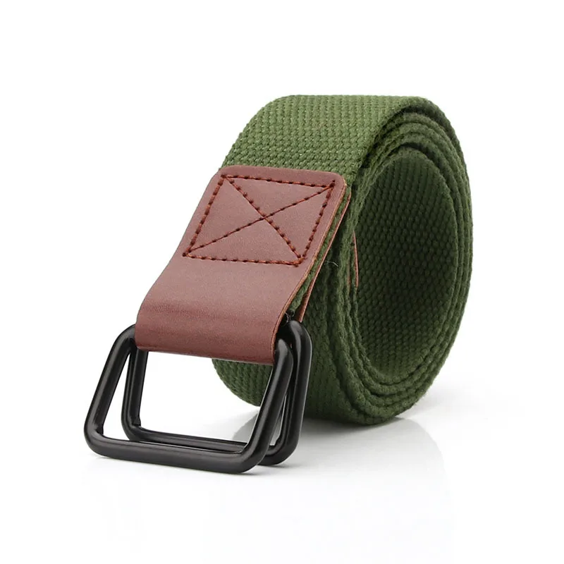 Unisex Canvas Belt  Hot Men Designer Belt Trap Double-ring Buckle Male Casual Solid Knitted Jean Belts Dropshiping brown designer belt Belts