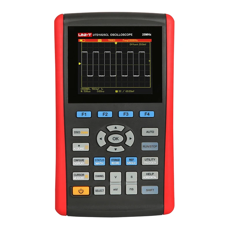 

UNI-T UTD1025CL Handheld Digital Storage Oscilloscope; 1Channels, 25MHz Bandwidth, 200MS/sSample Rate, USB Communication