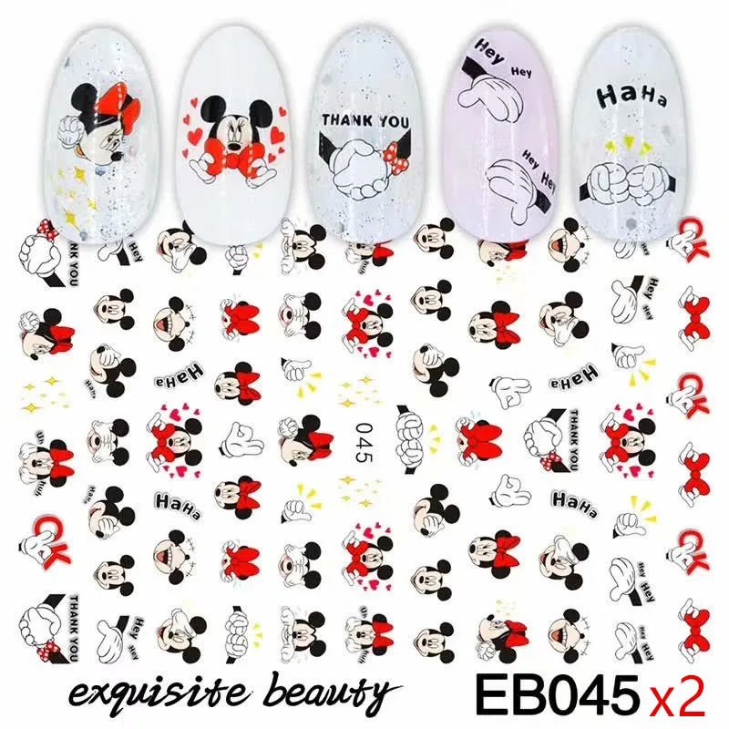 2 sheets EB045 12 листов водная наклейка для украшения ногтей наклейки для ногтей тату Полное покрытие красота мультфильм мышь Переводные картинки маникюрные принадлежности Новинка - Цвет: 2 sheets EB045