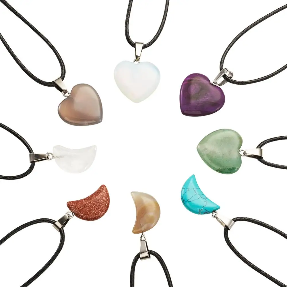 Gemstone Pendants Waxed Cord Necklace Platinum Color 82x82x27mm For DIY Making | Украшения и аксессуары