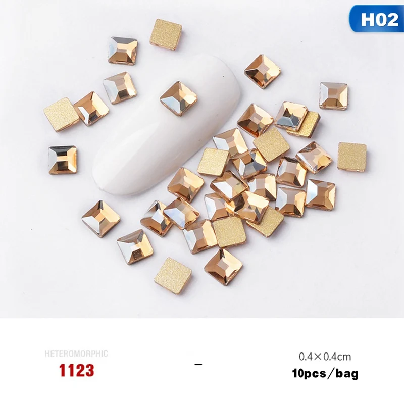 H02 10 шт./упак. Стразы AB Crystal Стразы для ногтей пламени квадратный алмаз камень 3D браслеты с подвесками Стразы Маникюр нейл-арта приспособление для украшения - Цвет: H02