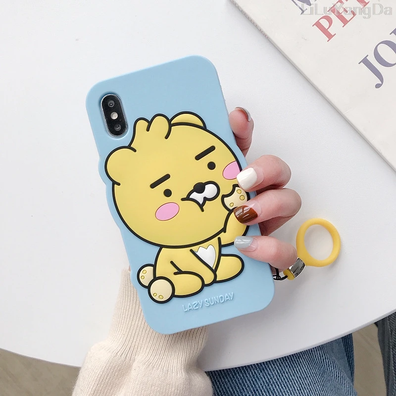 3D мультфильм RYAN APEACH чехол для телефона для iPhone 6 6s 7 8 Plus X XR XS 11 Pro Max Мягкий силиконовый чехол Coque сумка Fundas с кольцом