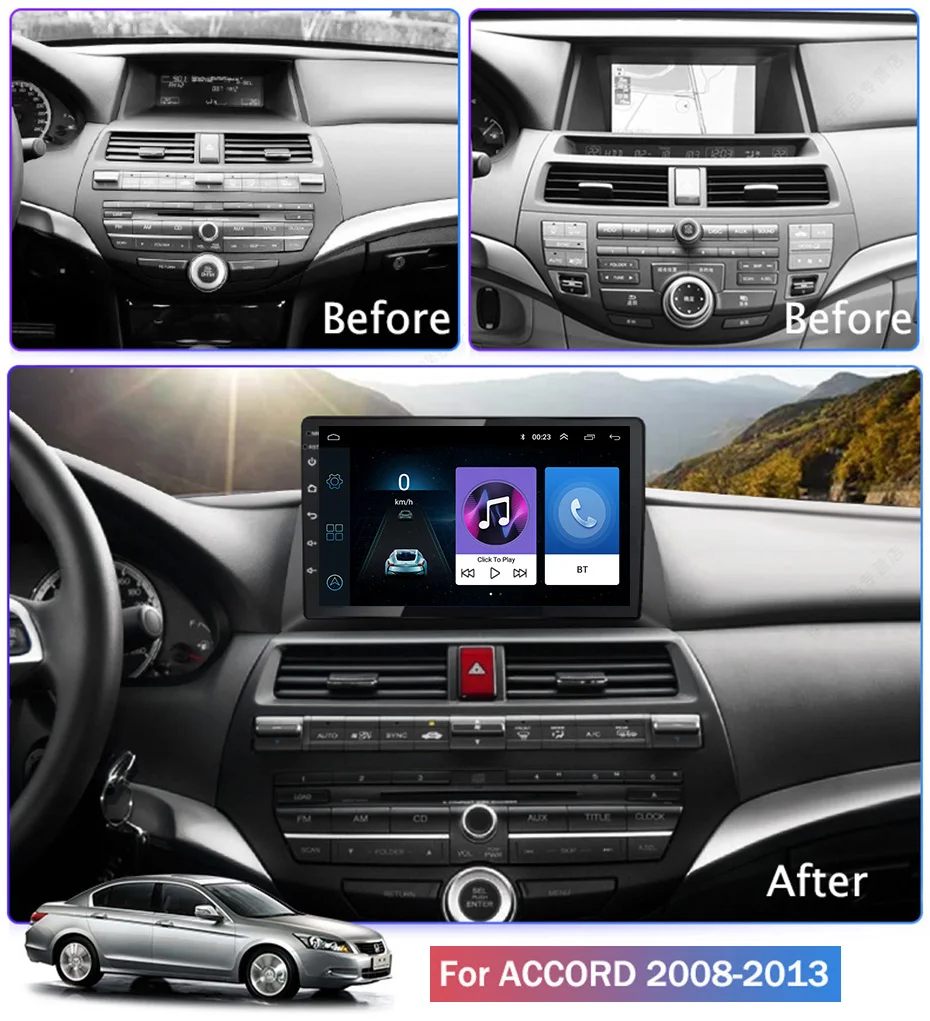 Для Honda Accord 2008-2013 Автомобиль Радио мультимедийный видеоплеер навигации gps Android 8,1 аксессуары SWC BT WI-FI седан без dvd