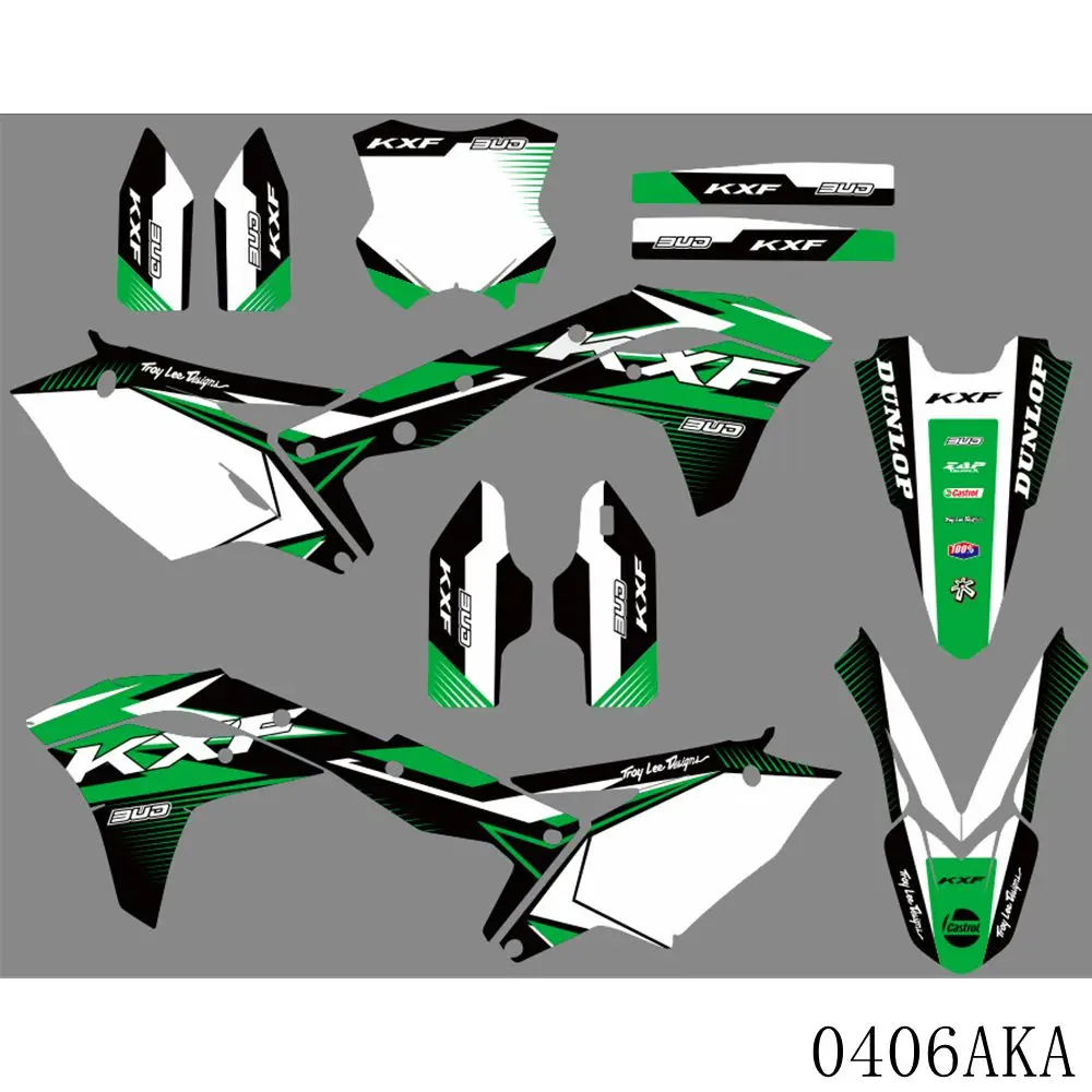 Full Graphics Decals Stickers Motorcycle Background Custom Number For Kawasaki KX250F KXF250 KXF 250 KX 250F 2017 2018 2019 2020 |