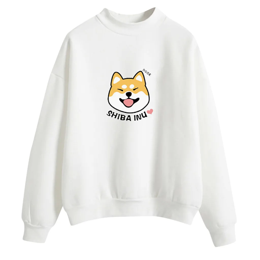 Белый Осень Kawaii для девочек флисовые яркие цвета Hoodies хип-хоп и в стиле «Harajuku» собака кофты прикольные shiba Inu Doge 3D принт Для женщин с капюшоном - Цвет: Белый