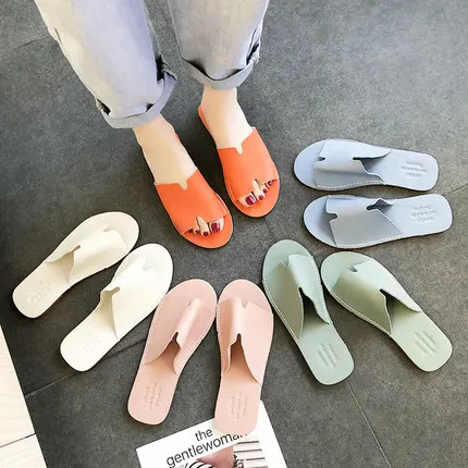 

Simple flat casual slippers female 2019 summer new fashion wild shoes drag