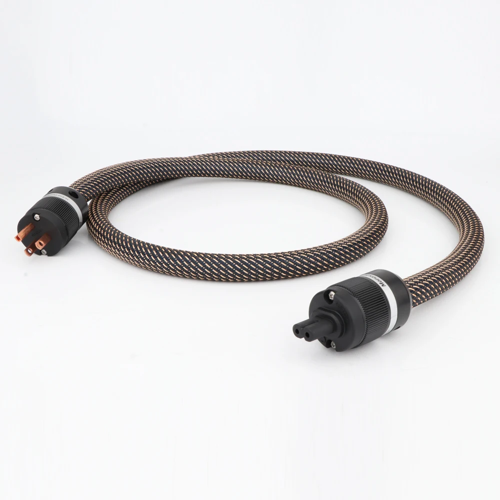 

Hifi Audio Silver Plated Power Cord Cable HIFI Pure Copper US Power Plug Hi-end AC Power Line EMC Shield US AC Power Cord