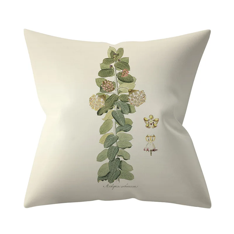 Кантри льна в стиле ретро, растительный принт наволочка подушки Nordic украшения дома цветочный узор листьев для диванных подушек, наволочки для подушек размером 45*45 см - Цвет: Nordic-7