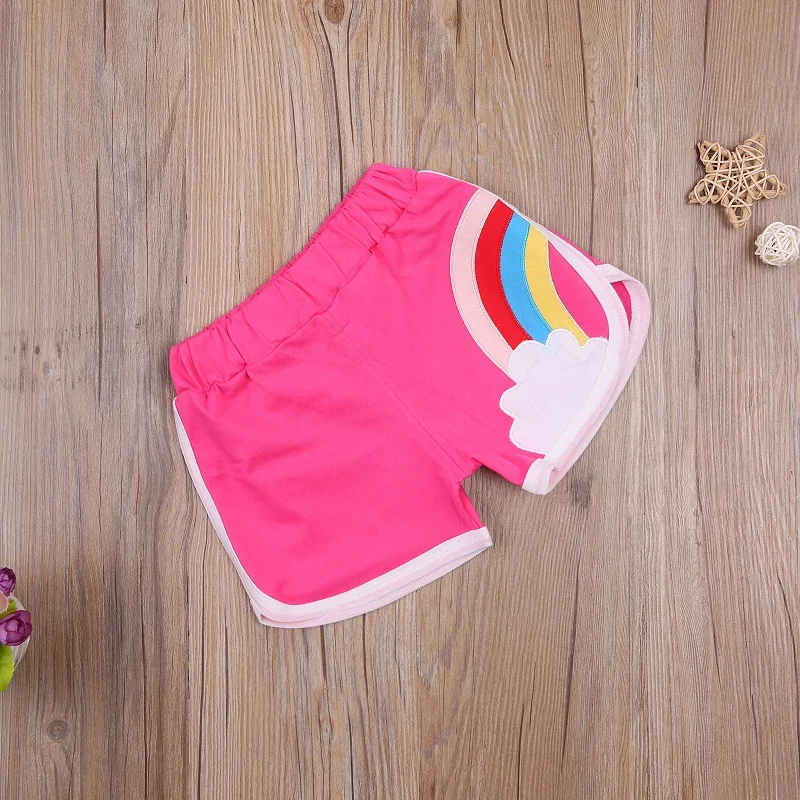 2-7Y Toddler Kids Baby Boy Girl Elastic Waist Rainbow Shorts Bottom Active Sportswear Children Clothes