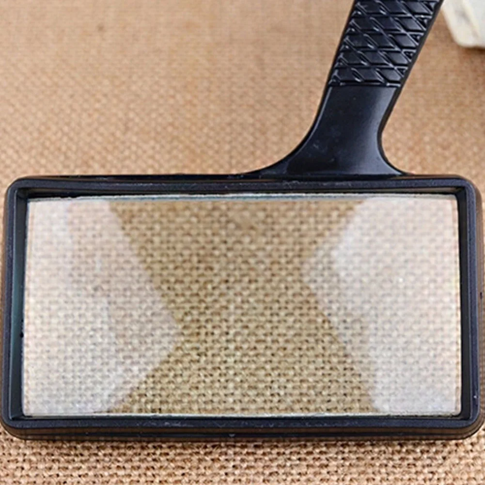 5X Magnifier Rectangular Shape Old Man Reading Students Pocket Jewelry Identify Long Handle Magnifying Glass Glass Lens Portable