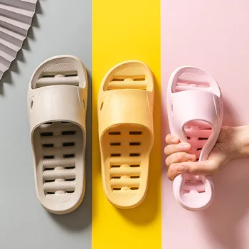 

Summer Bathroom Slippers Women Anti-slip Soft Sole Breathable Shoes Men Indoor Home Slippers Massage Sandals Couples Shoes