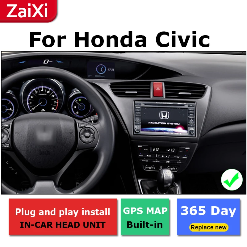 Excellent ZaiXi 2Din For Honda Civic 2012~2015 Car Android Radio Multimedia Player GPS Navigation IPS Screen HiFi WiFi BT 4