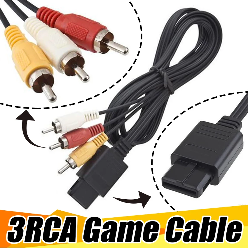 Новый 1 8 м 6 футов AV TV RCA видео кабель для SNES игровой куб nasud n64/64 SFC 2 аудио выход Разъемы 95 шт./лот|Кабели VGA| |