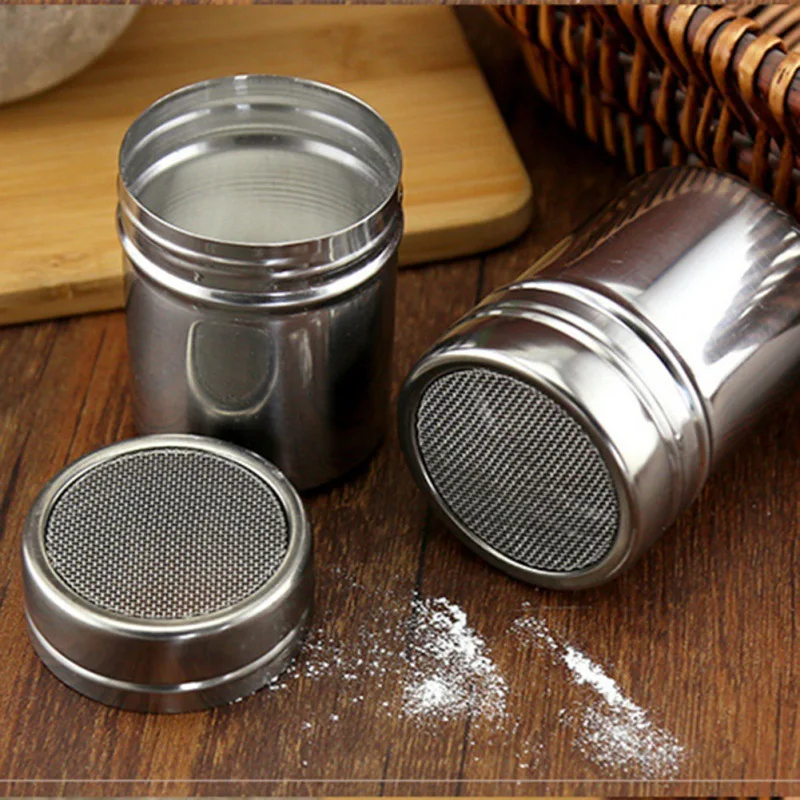 

Stainless Steel Salt Sugar Pepper Shaker Box Cocoa Icing Powder Containers Home BBQ Baking Kitchen Picnic Use Spice Jar