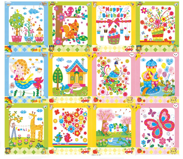 8Pcs/5pcs Kids DIY Button Stickers Drawing Toys Handmade School Art Class Painting Drawing Craft Toys Children Early Educational 6
