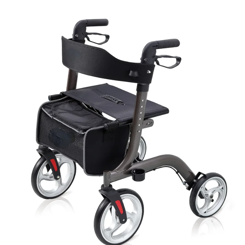 Deambulatori Rollator Per Anziani-Deambulatore Rollator Con Sedile Ruote Da 8 "-Deambulatore Senior Pieghevole Facile Con Schienale Imbottito-Leggero